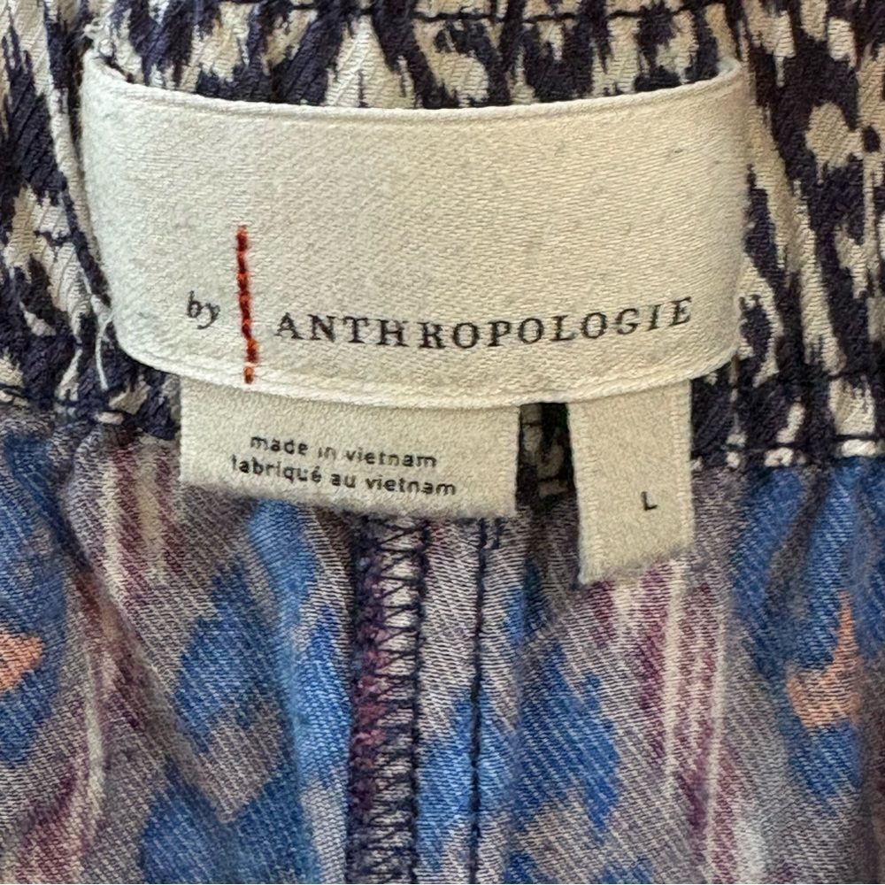 Anthropologie Vale Blue Aztec Printed Wide-Leg Pull-On Pants - Picture 7 of 9